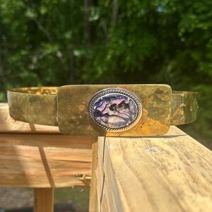 Vintage Gold Toned Belt with Abalone Shell Buckle NWT